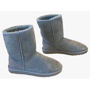 UGG Classic Short Aqua Sea Suede Leather Sheepskin Pull On Boots